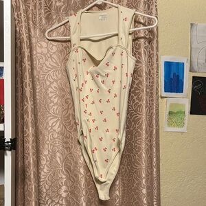 Cherry Print Cream Bodysuit